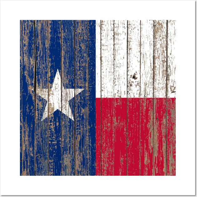 Rustic Primitive Wood Grain Western Country Texas Flag Wall Art by Tina